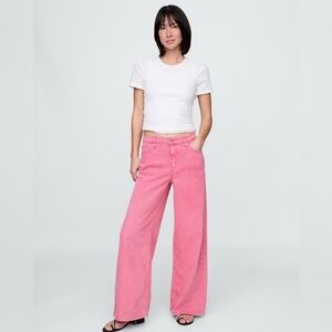 Gap Baggy Mid Rise Ultrasoft Denim Barbiecore Pink Wide Leg Jeans NWT 31/12